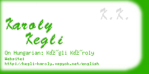 karoly kegli business card